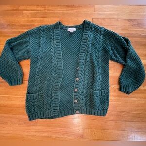 Vintage Oversized Jennifer Moore Forest Green Cable Knit Cardigan